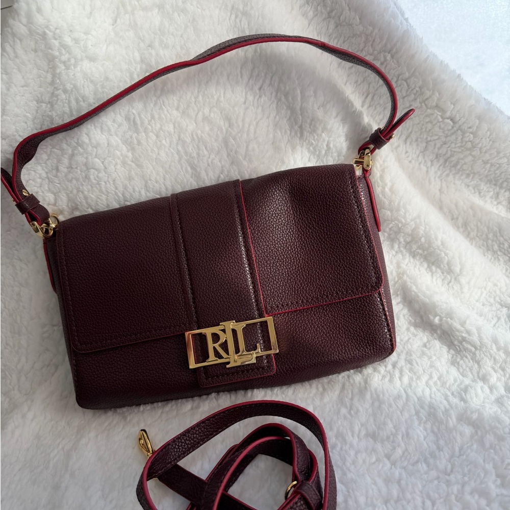 Ralph Lauren Dark Red Leather Shoulder Bag